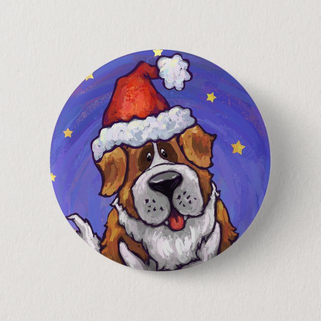 St. Bernard Christmas Button (Front)