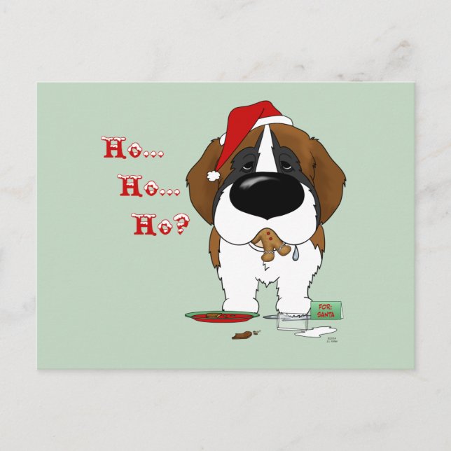 St. Bernard Christmas Holiday Postcard (Front)