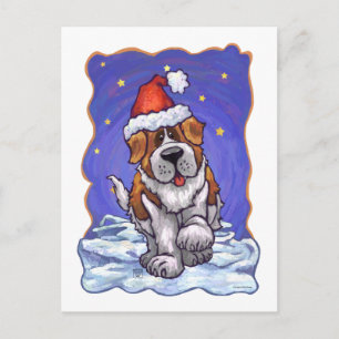 St. Bernard Christmas Holiday Postcard