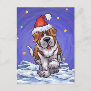 St. Bernard Christmas Holiday Postcard