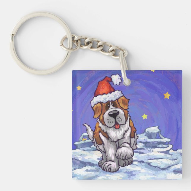 St. Bernard Christmas Keychain (Front)