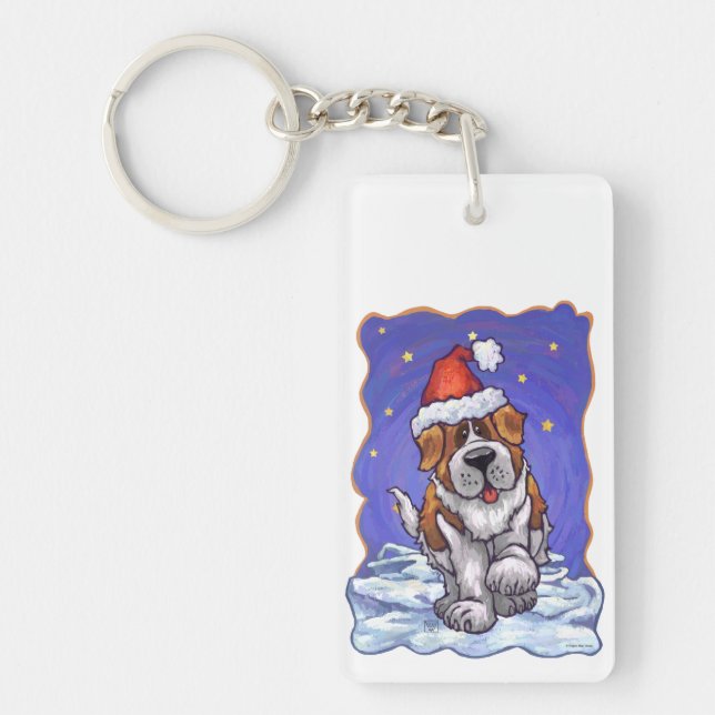 St. Bernard Christmas Keychain (Front)