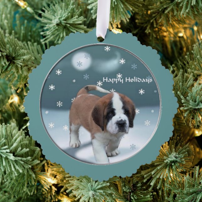 St Bernard Christmas Ornament Card (Insitu (Tree))