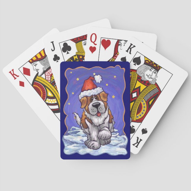 St. Bernard Christmas Poker Cards (Back)
