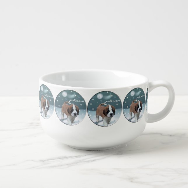 St Bernard Christmas Soup Mug (Left)