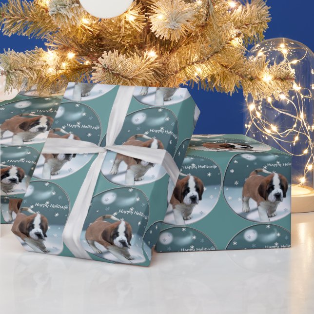 St Bernard Christmas Wrapping Paper (Holidays)
