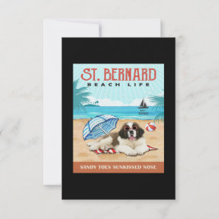 St Bernard Dog Beach Life Funny St Bernard Lover Thank You Card