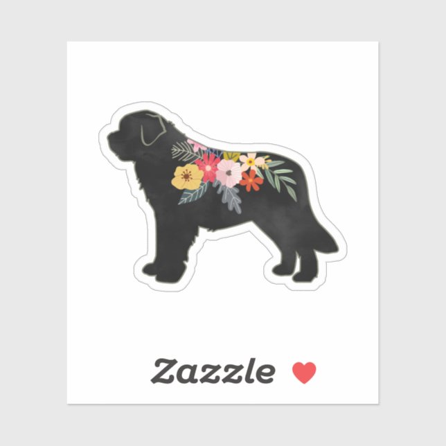 St Bernard Dog Breed Boho Floral Silhouette Sticker (Sheet)