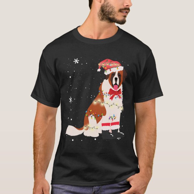 St Bernard Dog Christmas Tree Xmas Mom Dad Gifts T-Shirt (Front)