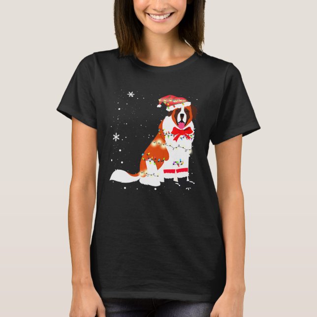 St Bernard Dog Christmas Tree Xmas Mom Dad T-Shirt (Front)