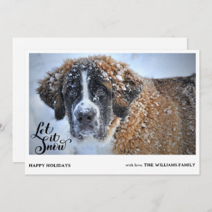 St. Bernard Dog Covered With Snow Photo Christmas Holiday Card