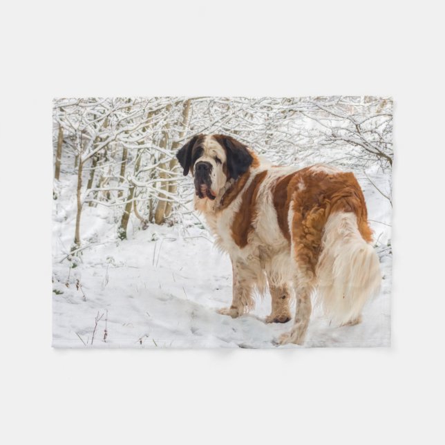 St Bernard dog fleece blanket (Front (Horizontal))