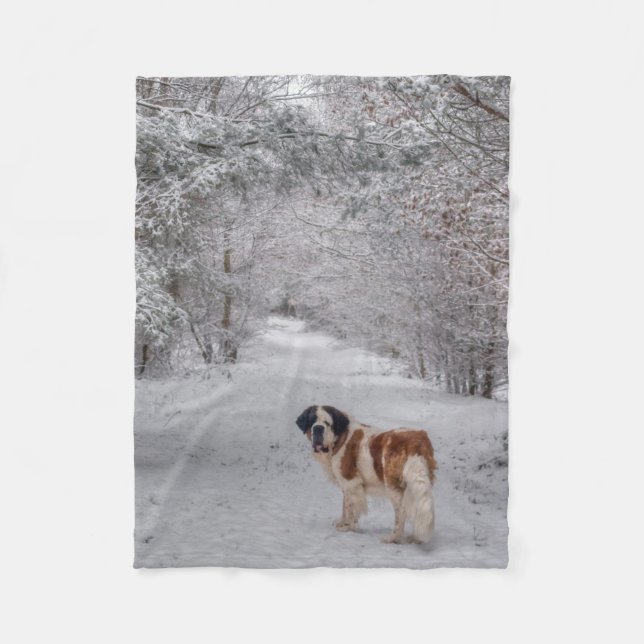 St Bernard dog fleece blanket (Front)