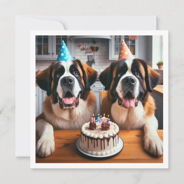 St Bernard dog invitation, Dog birthday  Invitation (Front)