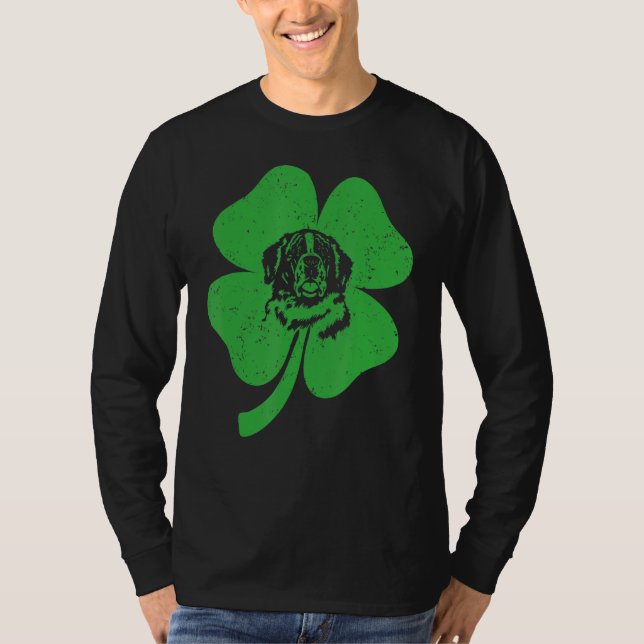 St Bernard Dog Irish Green Shamrock C St Patricks  T-Shirt (Front)
