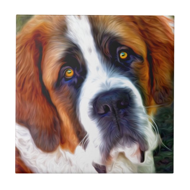 St Bernard Dog Painting Ceramic Tile (Front)
