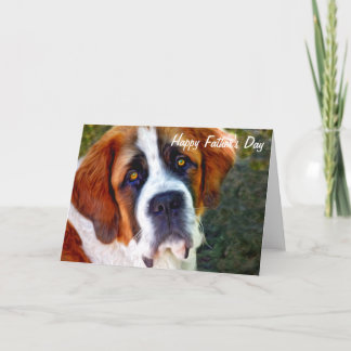 St Bernard Dog Painting Happy Father's Day Card