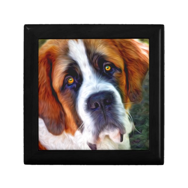 St Bernard Dog Painting Jewelry Box (Front)