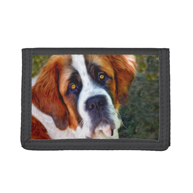 St Bernard Dog Painting Tri-fold Wallet (Front)