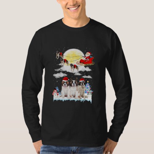 St Bernard Dog Santa Sleigh Christmas Lover  T_Shirt