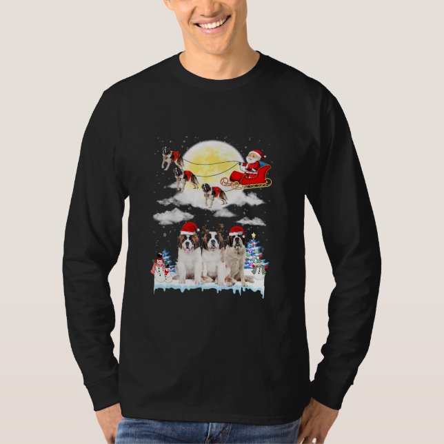 St Bernard Dog Santa Sleigh Christmas Lover  T-Shirt (Front)