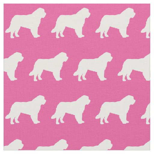 St Bernard Dog Silhouette Pet Pink Fabric