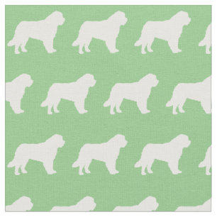 St Bernard Dog Silhouette Pet Sage Green Fabric