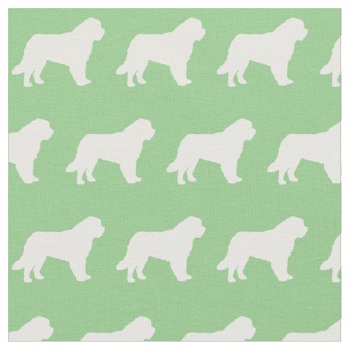St Bernard Dog Silhouette Pet Sage Green Fabric