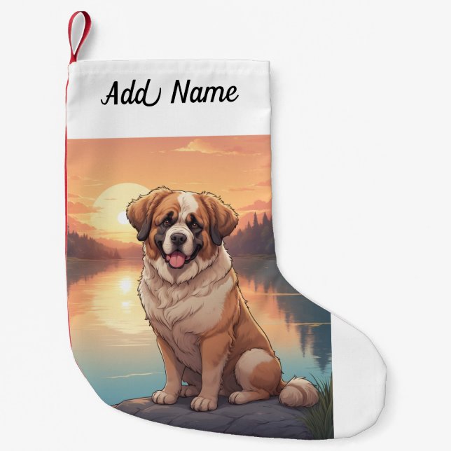 St Bernard Dog Small Christmas Stocking (Front)