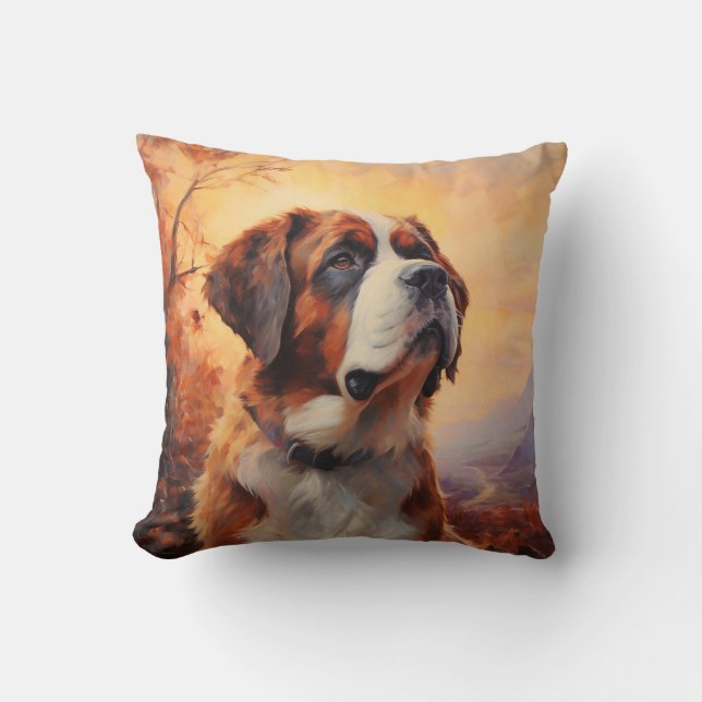 St. Bernard dog Throw Pillow (Front)