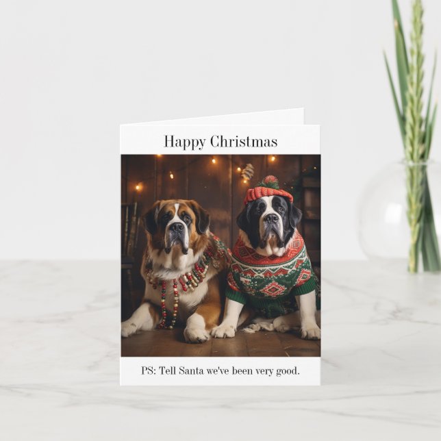 St Bernard Dogs Christmas Card (Front)