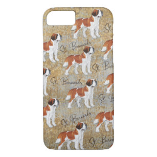 St Bernard Dogs with a Rustic Textured Background, iPhone 8/7 Case