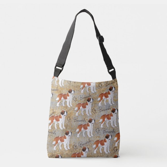 St Bernard Dogs with a Rustic Textured Background, Crossbody Bag (Front)