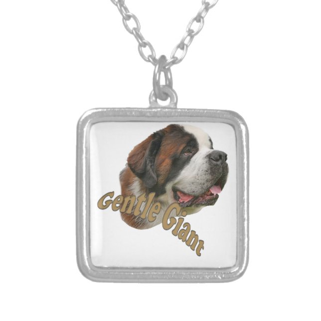 St. Bernard Gentle Giant Silver Plated Necklace (Front)