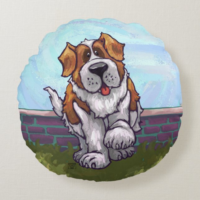 St. Bernard Gifts & Accessories Round Pillow (Front)