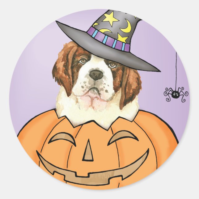 St. Bernard Halloween Classic Round Sticker (Front)