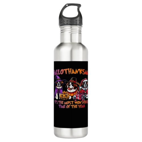 St. Bernard Halloween Thanksgiving Christmas Class Stainless Steel Water Bottle