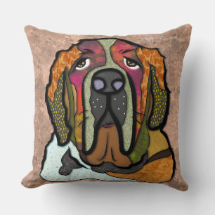 St Bernard hand-painted Throw Pillow
