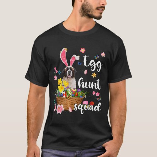 St Bernard Happy Easter Day Easter Colorful Egg Hu T_Shirt