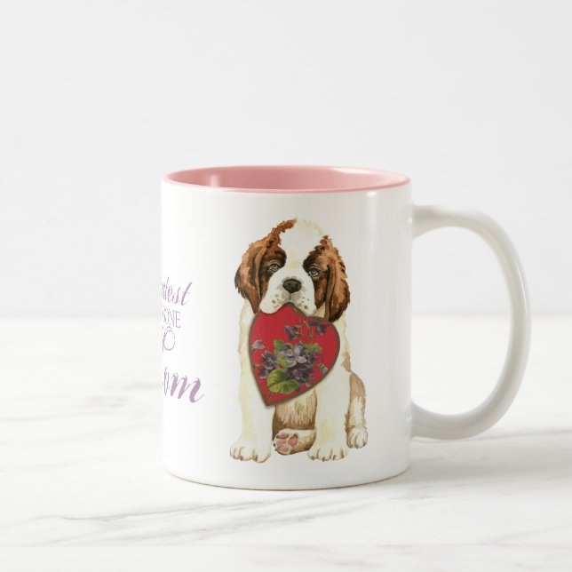 St. Bernard Heart Mom Two-Tone Coffee Mug (Right)