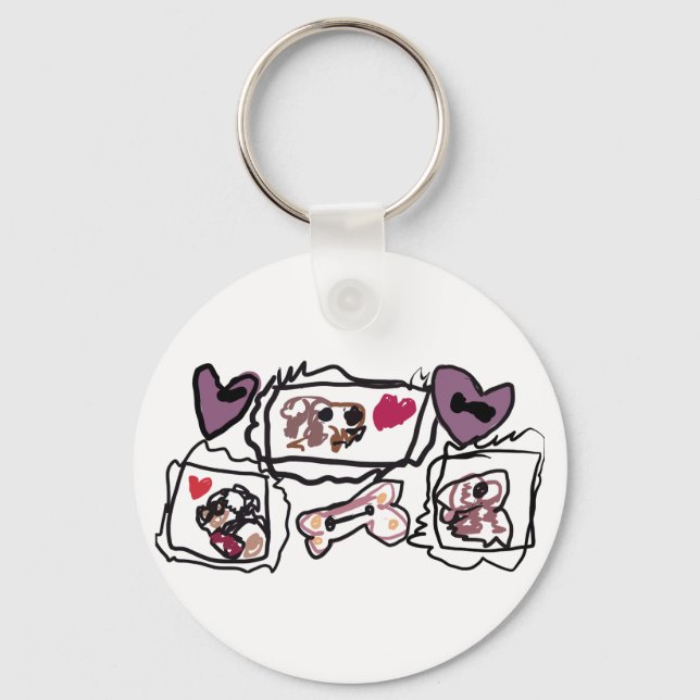 St. Bernard hearts  Keychain (Front)