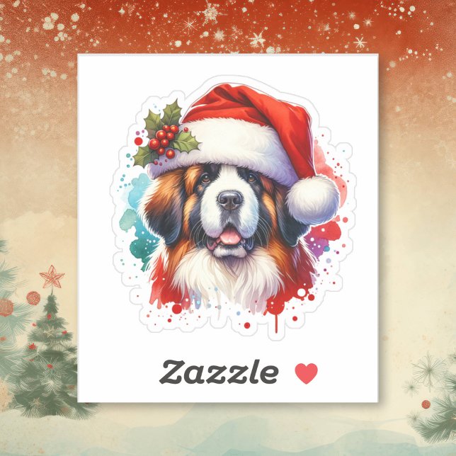 St Bernard in Santa Hat Christmas Sticker (Creator Uploaded)