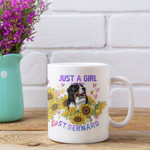 St. Bernard Lover Sunflower Trainer Floral Coffee Mug