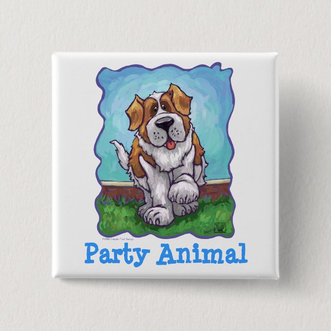 St. Bernard Party Center Button (Front)