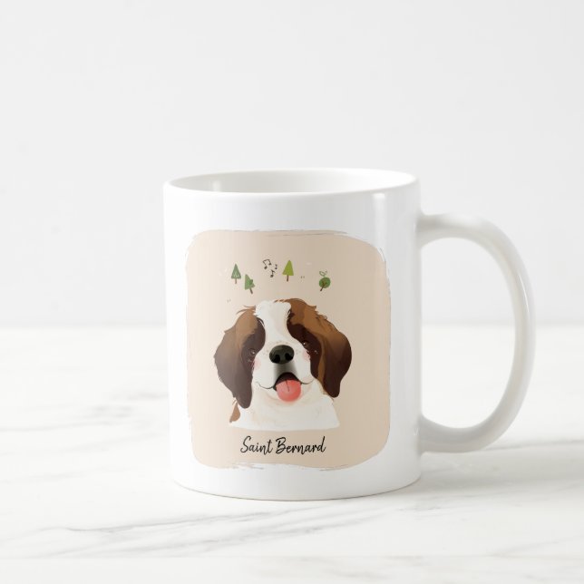 St. Bernard Pet Dog Illustration Portrait Coffee Mug (Right)