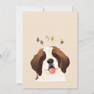 St. Bernard Pet Dog Illustration Portrait Thank You Card