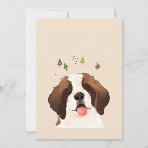 St Bernard Pet Dog Illustration Portrait Thank You Card