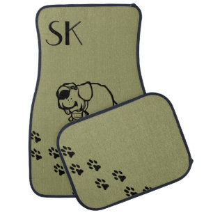 St Bernard Prints Monogram Green Car Floor Mats
