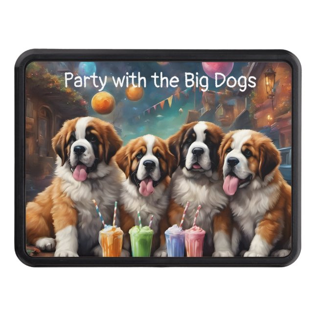 St Bernard Puppies and Milkshakes Hitch Cover (Front)