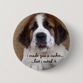 St Bernard Puppy Cookie Pinback Button